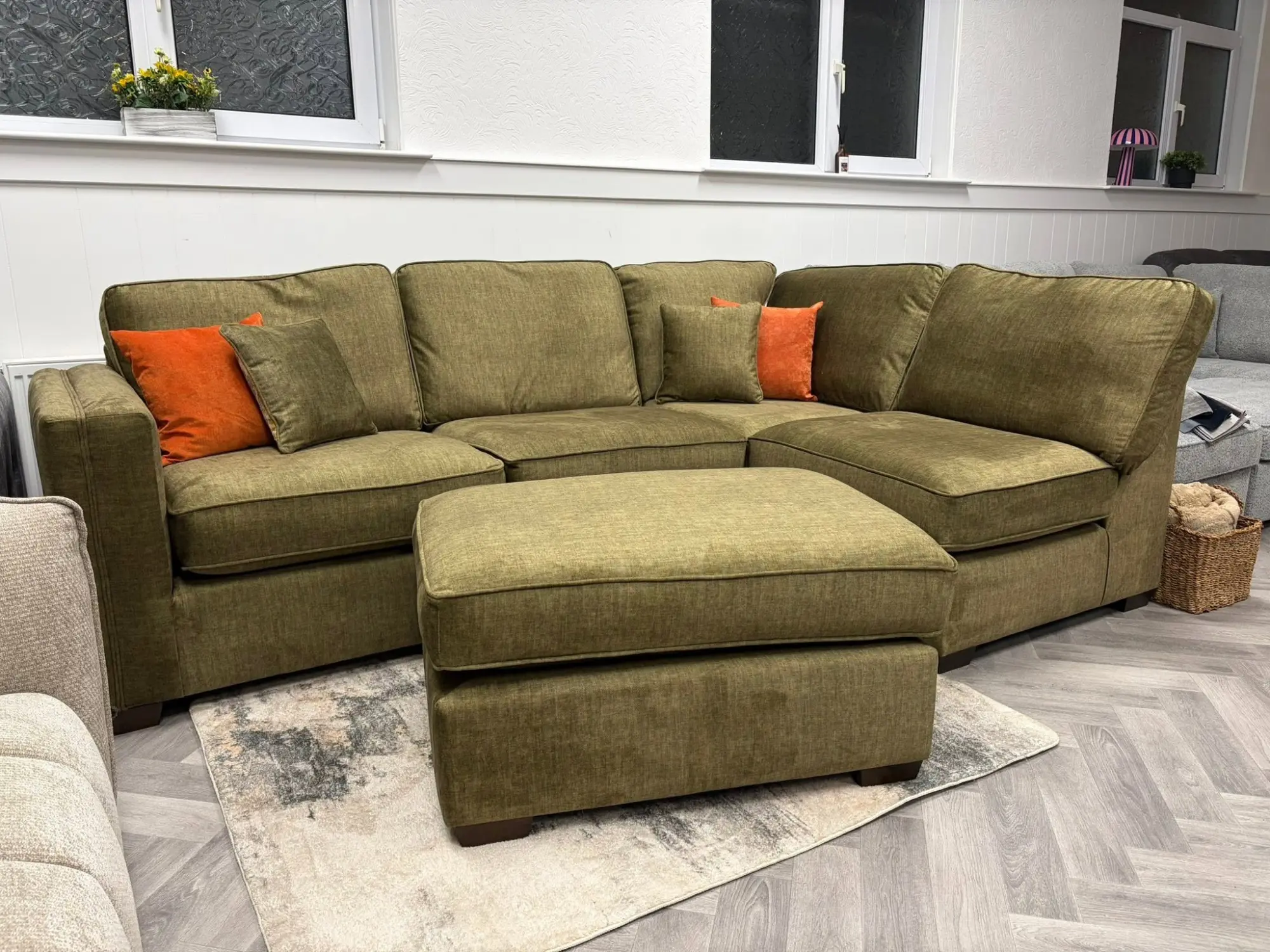 Aurella Made-To-Order Vogue Olive Corner Chaise Sofa