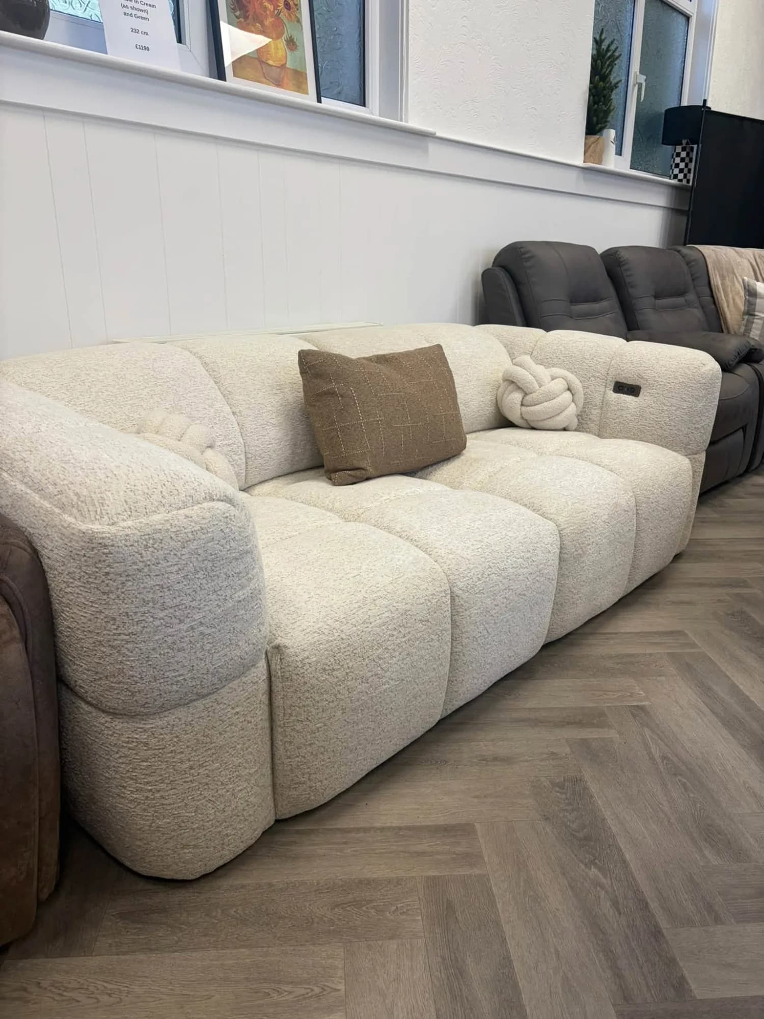 Cloud Beige Power-Slider Sofa
