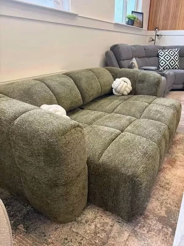 Cloud Olive Power-Slider Sofa