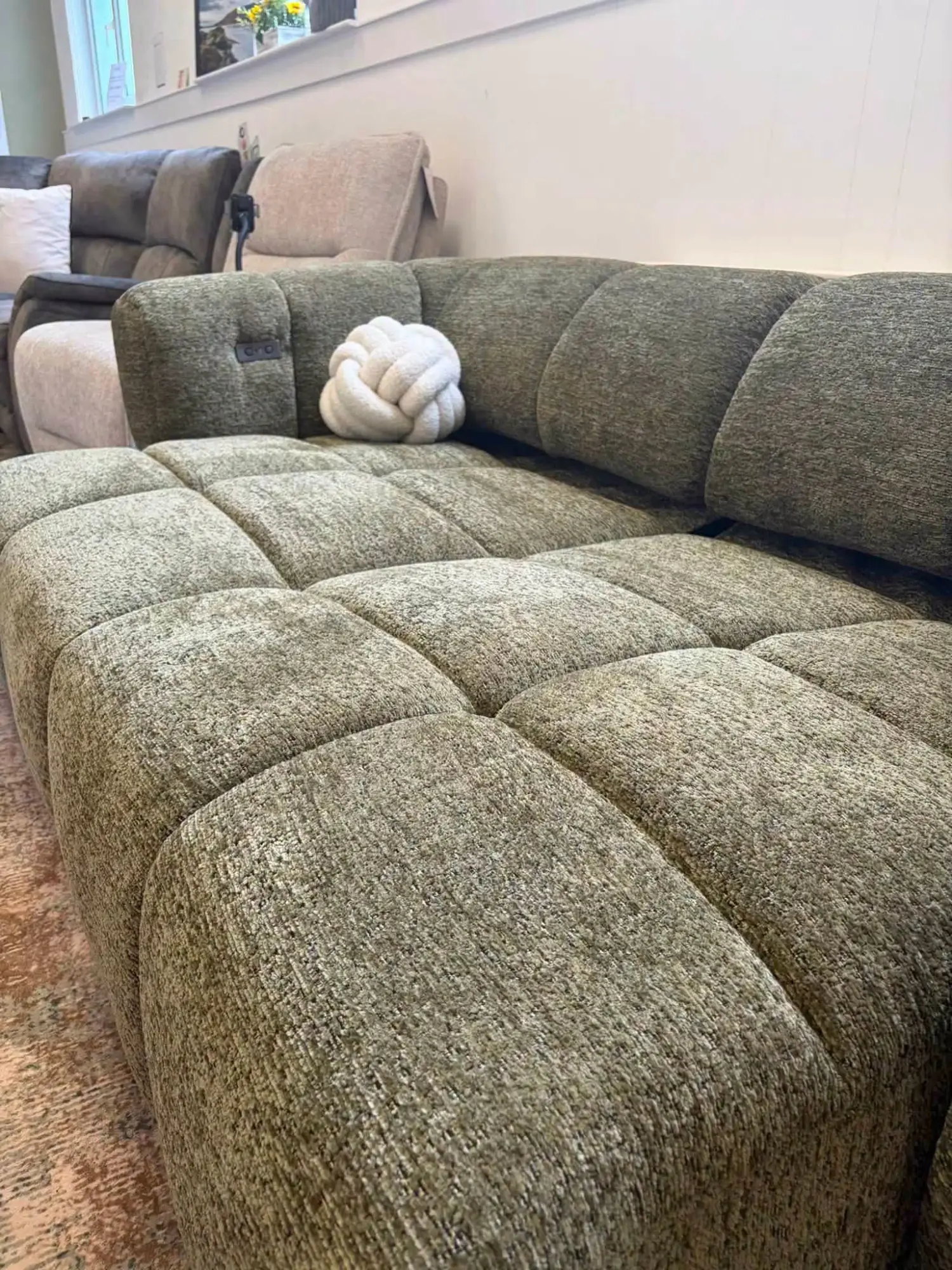Cloud Olive Power-Slider Sofa