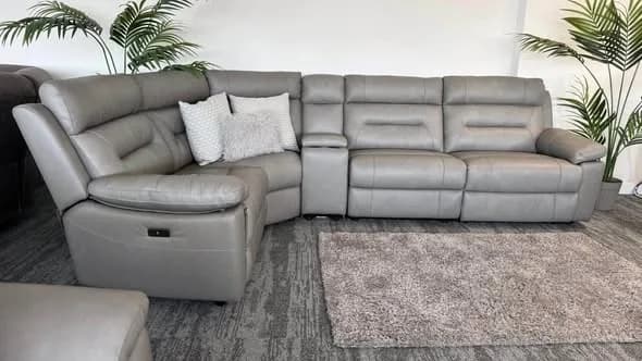 Lucia Leather Power-Recliner Modular Corner Sofa