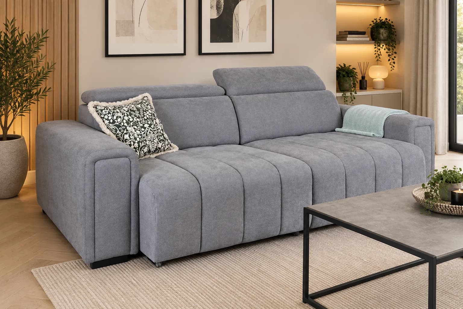 Milly Grey 3 Seater Power Slider Sofa Bed