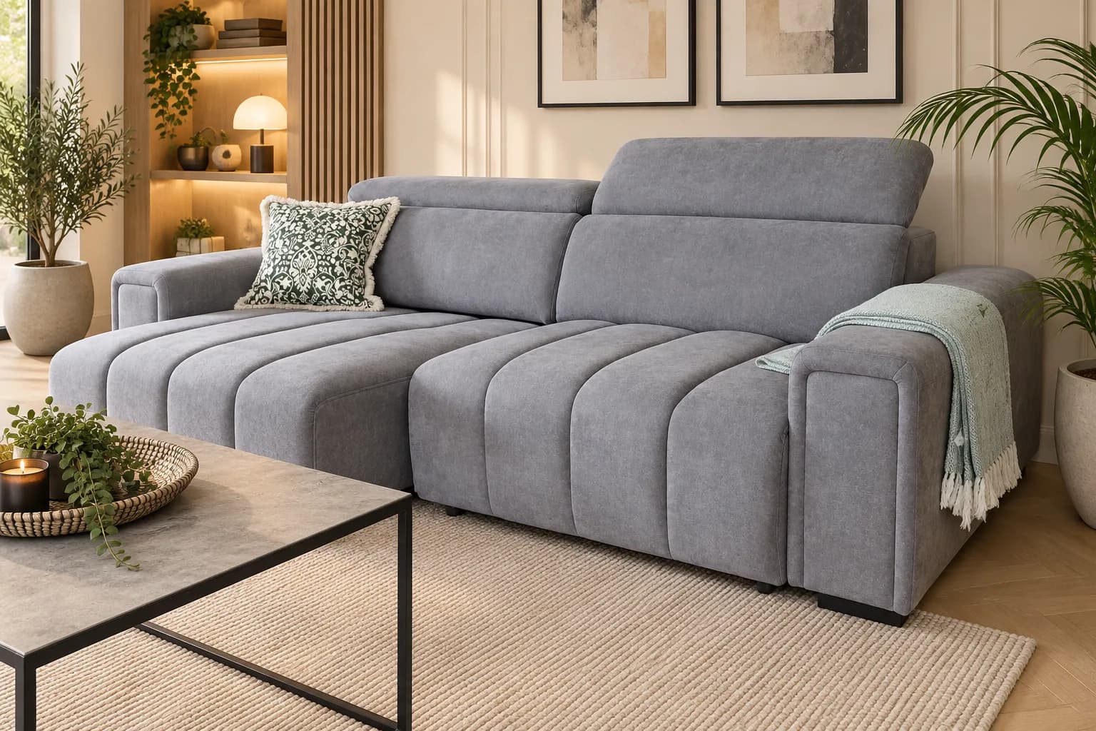 Milly Grey 3 Seater Power Slider Sofa Bed
