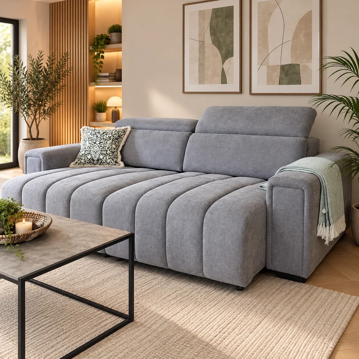 Milly Grey 3 Seater Power Slider Sofa Bed