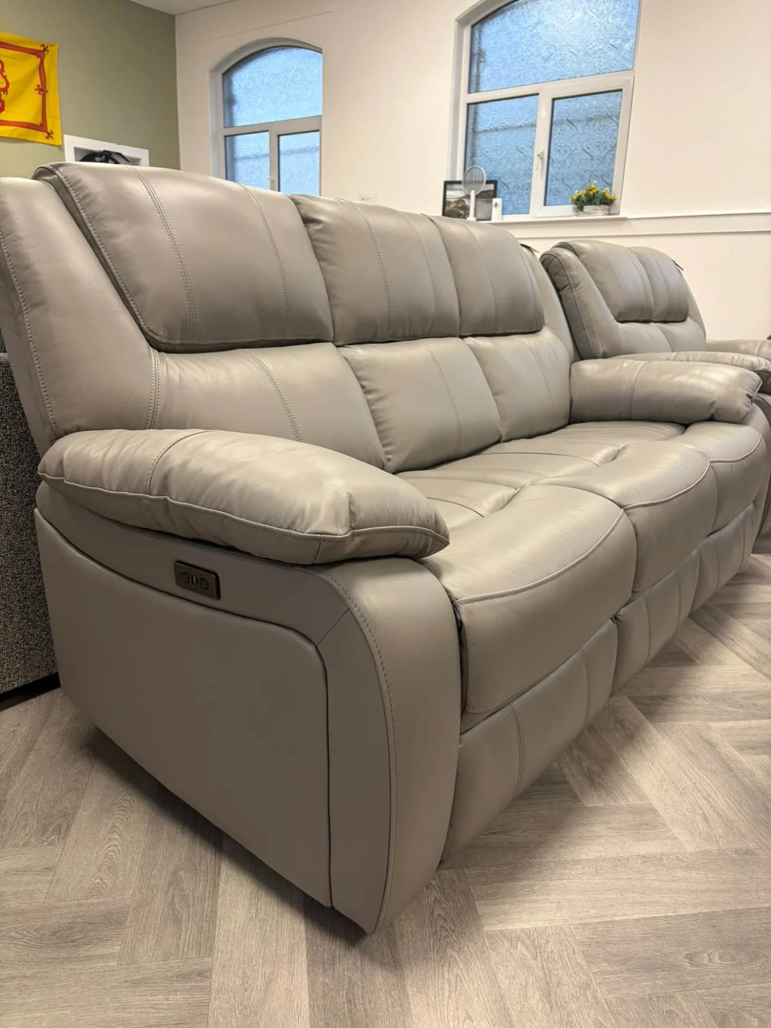 Grey leather The Parker Leather Power-Recliner 3 Seater 3-seater sofa, 3 seater