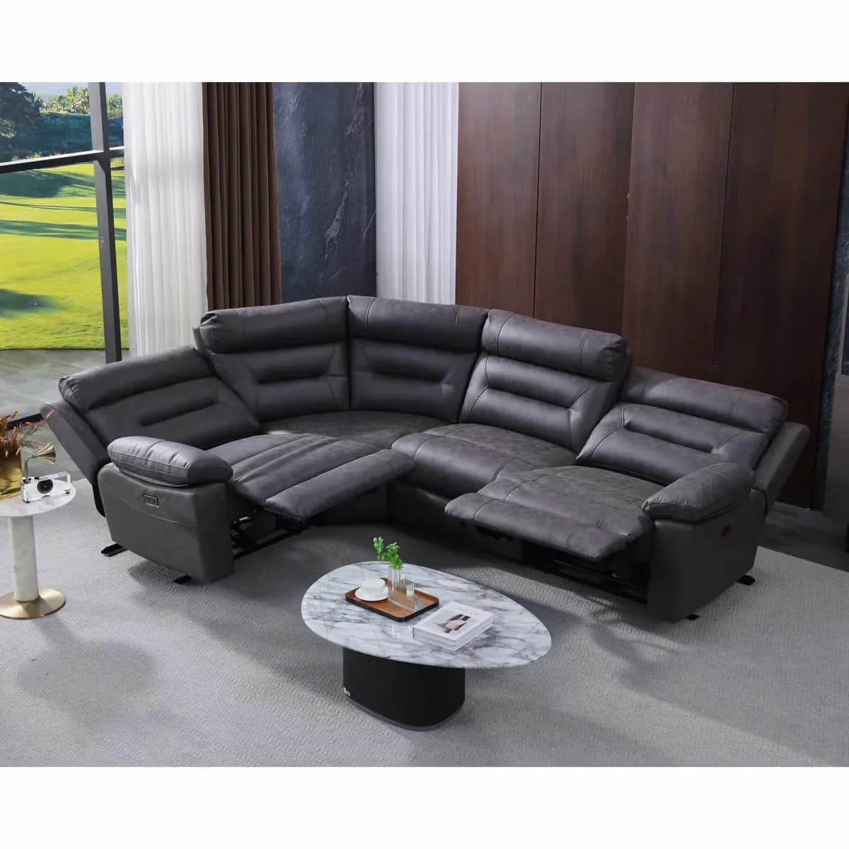 The Lucia Fabric Power-Recliner Corner Sofa