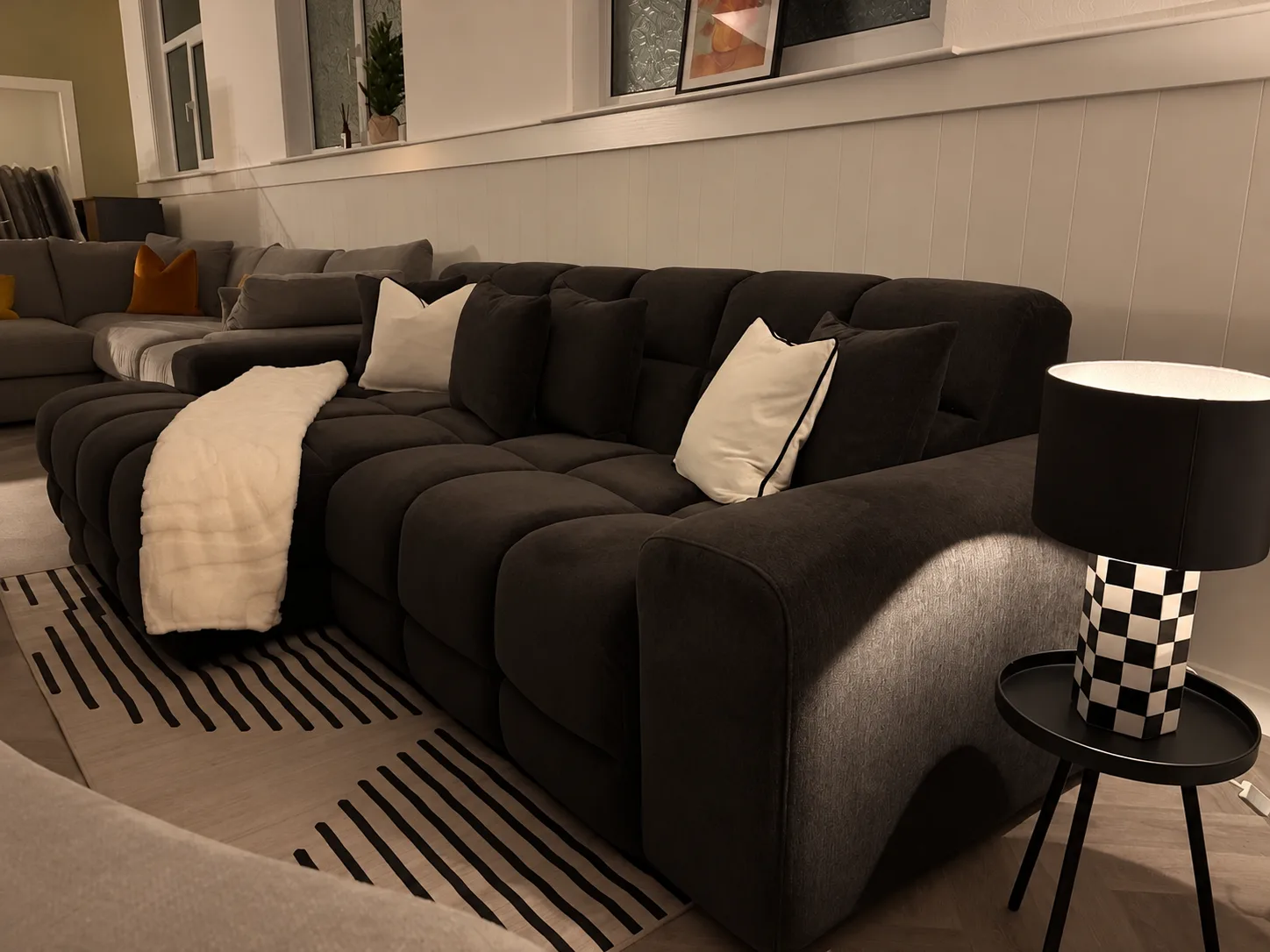 Luxe Black LHF Corner Chaise