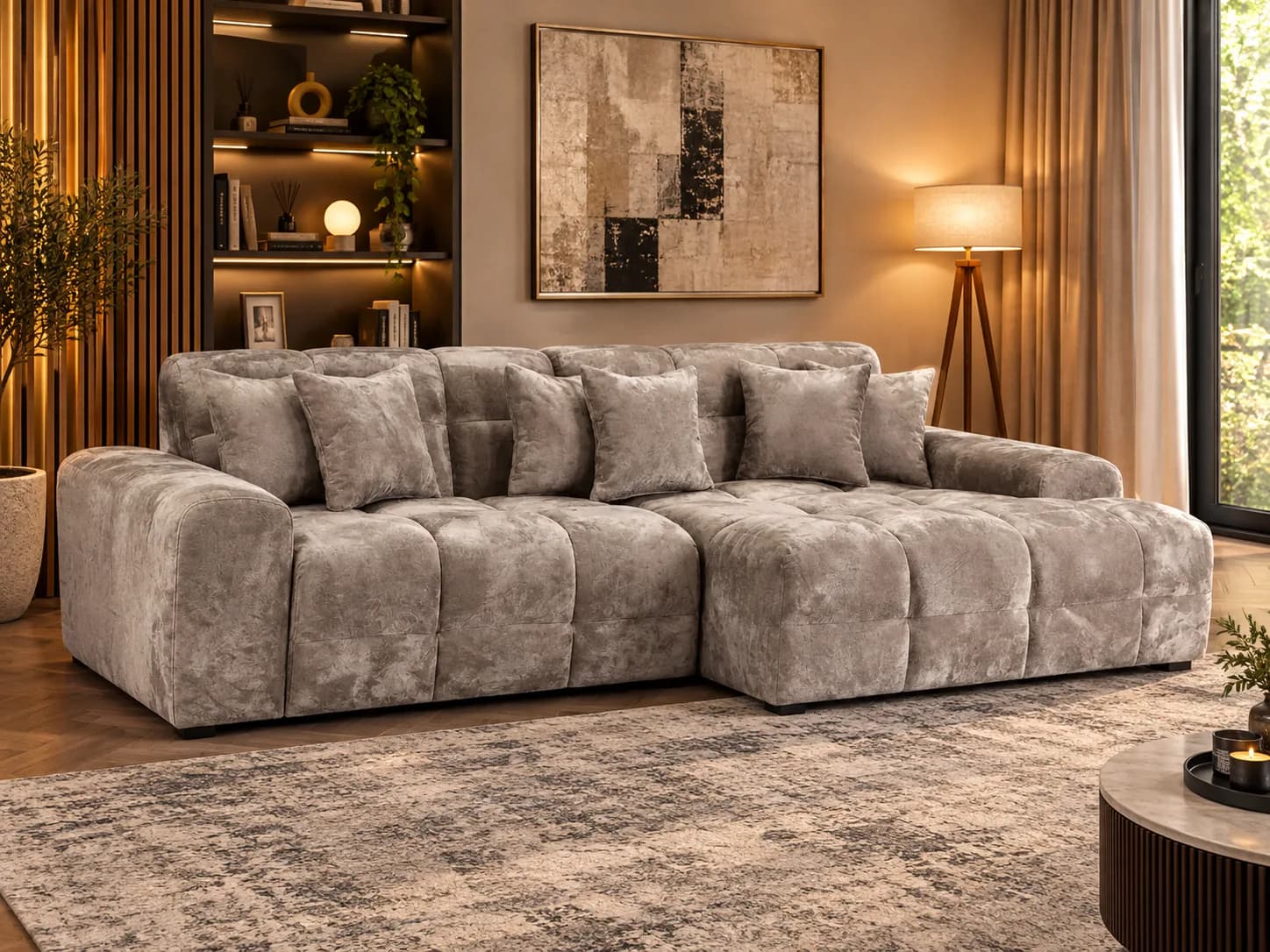 The Luxe Mocha RHF Corner Chaise
