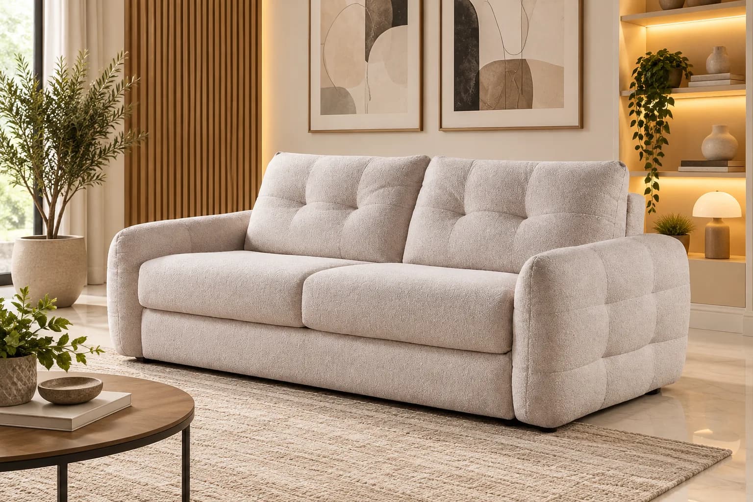 The Orby Beige 3 Seater Sofa Bed